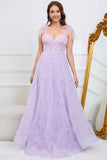 Robe longue de bal Violet avec broderie