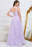 Robe longue de bal Violet avec broderie