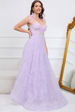 Robe longue de bal Violet avec broderie