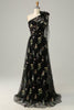 Charger l&#39;image dans la galerie, A-ligne Une Epaule Violet Longue Robe de Soirée avec broderie