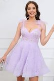 Robe de cocktail Sweetheart Violet clair A Line avec perles