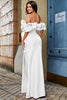 Charger l&#39;image dans la galerie, Sirène épaule dénudée robe de bal blanche avec fente sur le devant