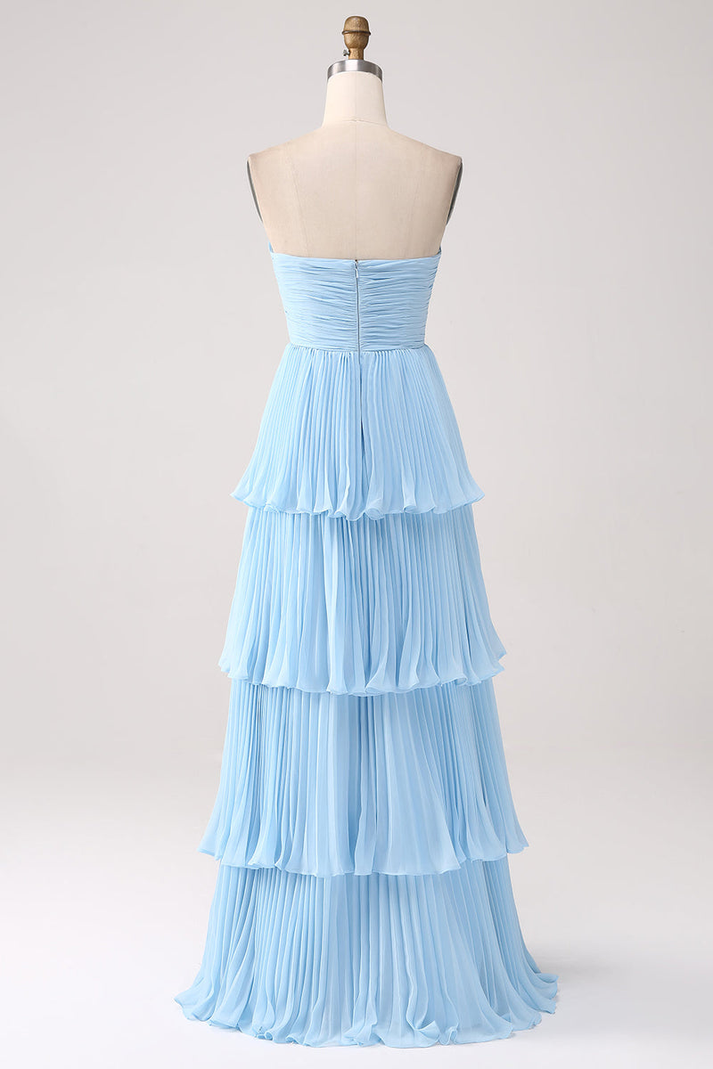 Charger l&#39;image dans la galerie, Robes Demoiselle D&#39;Honneur bustier bleu ciel avec plis