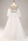 Robe de mariée en Tulle à épaules dénudées avec des Appliques