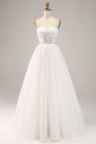 Robe de mariée en Tulle à épaules dénudées avec des Appliques