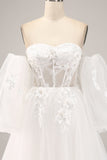 Robe de mariée en Tulle à épaules dénudées avec des Appliques