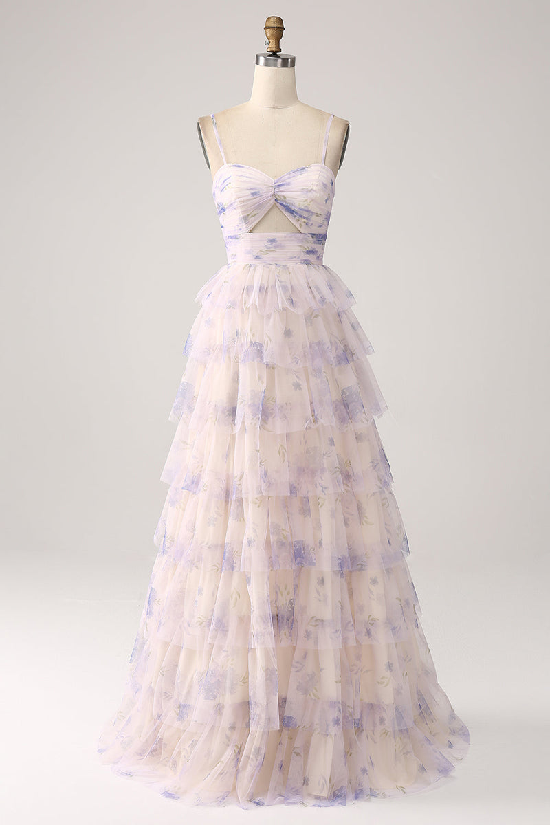 Charger l&#39;image dans la galerie, Fleur de lavande à plusieurs niveaux princesse robe de Soirée avec plissé