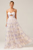 Charger l&#39;image dans la galerie, Lavande fleur princesse spaghetti bretelles robe de bal à plusieurs niveaux avec plissé