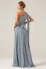 Charger l&#39;image dans la galerie, Bleu poussiéreux convertible Boho en mousseline de soie longue robe de demoiselle d’honneur de maternité