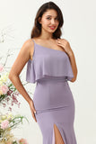 Gaine One Shoulder Purple Plus Taille Robe de demoiselle d’honneur avec limon