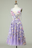 Charger l&#39;image dans la galerie, Mignon A Line Spaghetti Straps Blue Tea Length Prom Dress avec 3D Flowers