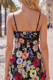 Gaine Bretelles Spaghetti Blush Cocktail Robe avec fleurs 3D