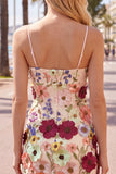 Gaine Bretelles Spaghetti Blush Cocktail Robe avec fleurs 3D