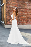 Robe de mariée longue en dentelle sirène blanche