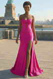 Corset Sirène Fuchsia Sweetheart Keyhole Longue robe de bal avec fente