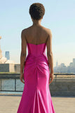 Corset Sirène Fuchsia Sweetheart Keyhole Longue robe de bal avec fente