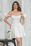 Robe courte de graduation corset trapèze blanc avec volants