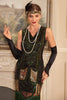 Charger l&#39;image dans la galerie, Vert col en V franges scintillantes robe des années 20 avec ensemble d’accessoires