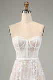 Robe de mariée corset corset blanc à corset avec dentelle appliquée