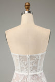 Robe de mariée corset corset blanc à corset avec dentelle appliquée