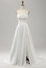Charger l&#39;image dans la galerie, Robe de mariée élégante blanche une ligne bustier plissée Sweep Train avec fente