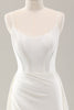 Charger l&#39;image dans la galerie, Robe de mariée blanche à bretelles spaghetti en satin avec fente