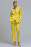 Costumes de travail féminins à revers cranté orange en deux pièces à un bouton