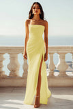 Robe de fiançailles de plage ivoire sans bretelles froncée en mousseline de soie avec fente