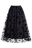 Jupe midi féminine en treillis floraux 3D – Jupe longue fée taille haute en ligne A