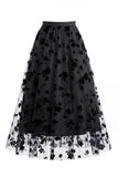 Jupe midi féminine en treillis floraux 3D – Jupe longue fée taille haute en ligne A
