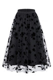 Jupe midi féminine en treillis floraux 3D – Jupe longue fée taille haute en ligne A
