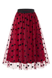 Jupe midi féminine en treillis floraux 3D – Jupe longue fée taille haute en ligne A