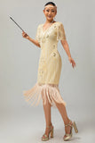 Flapper Robe moulante à franges à sequins bordeaux des années 1920