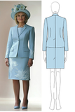 Bleu moulant col rond 2 pièces appliqué mère de la robe de la mariée