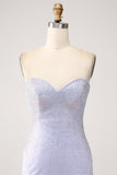 Lilas sirène chérie bustier perlé longue robe de soirée