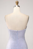 Lilas sirène chérie bustier perlé longue robe de soirée