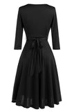 Robe Vintage Noire des années 1950 avec ceinture