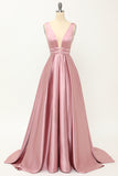 Robe blush satin long bal