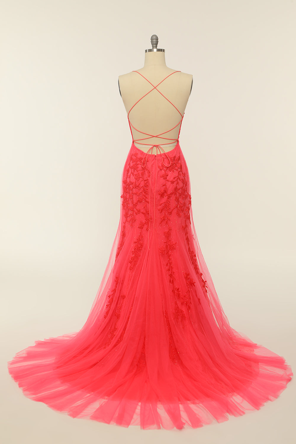 Robe de bal longue sans corail avec appliques