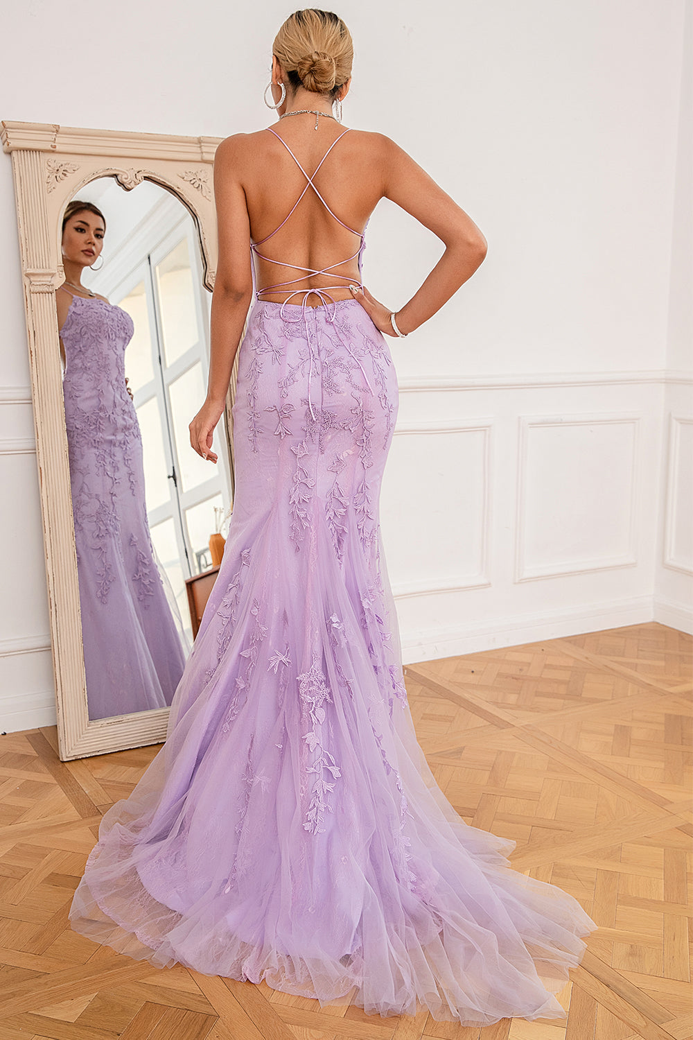 Robe de bal longue sans corail avec appliques