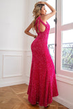 Robe de bal à paillettes noires avec fente