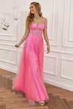 Purple Off the Shoulder Long Prom Robe de bal avec appliques