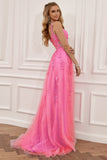 Purple Off the Shoulder Long Prom Robe de bal avec appliques