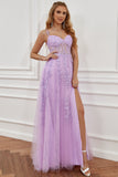 Purple Off the Shoulder Long Prom Robe de bal avec appliques