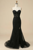 Rose Corset chérie longue dentelle sirène robe de Soirée avec fente