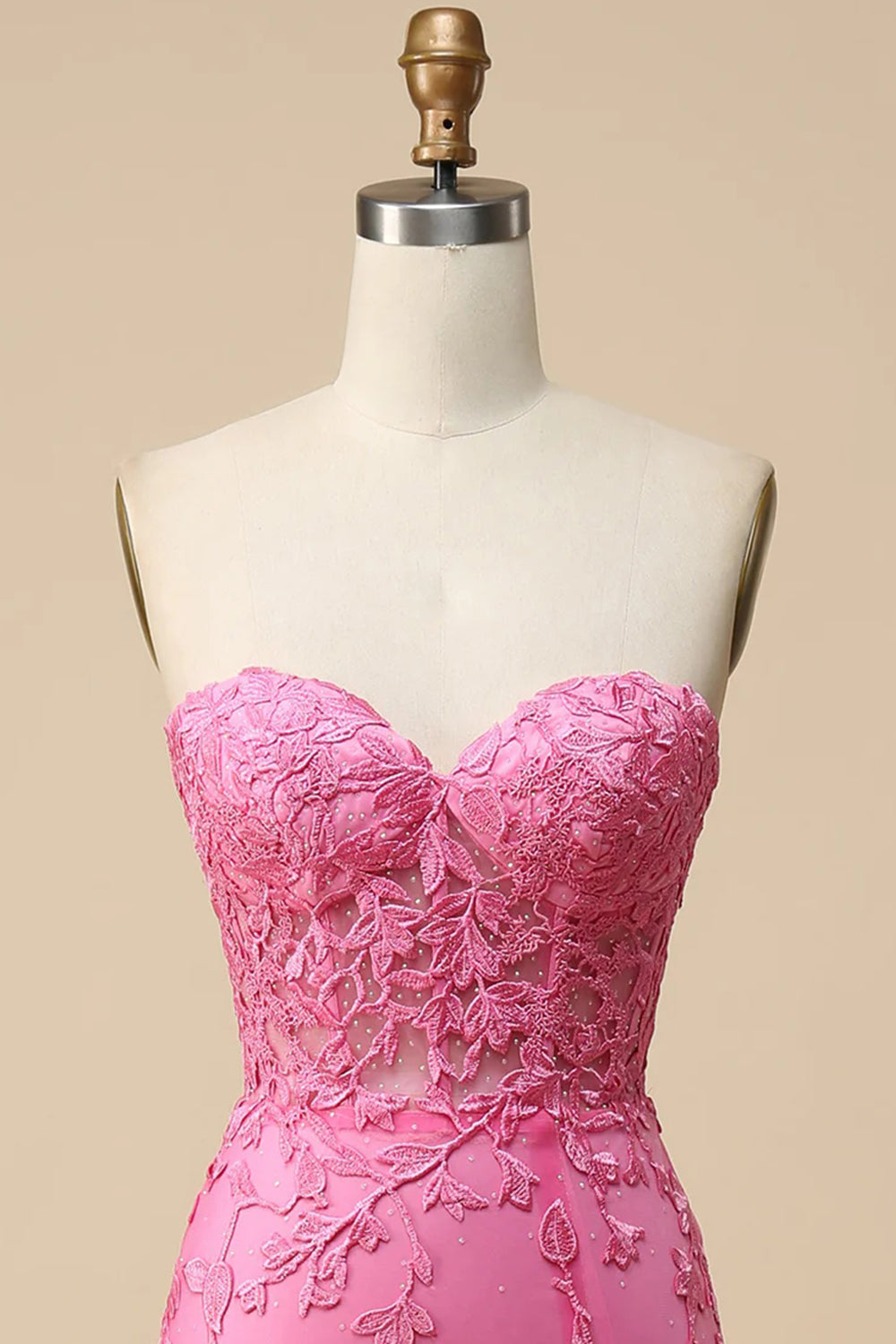 Rose Corset chérie longue dentelle sirène robe de Soirée avec fente