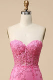 Rose Corset chérie longue dentelle sirène robe de Soirée avec fente