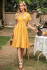 Charger l&#39;image dans la galerie, Élégante robe vintage yellow v neck