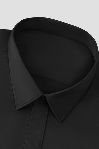Chemise de costume noir solide pour homme