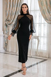 Gaine noire Manches longues Robe formelle